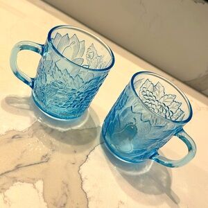 Set of 2 KIG Indonesia light blue glass mugs